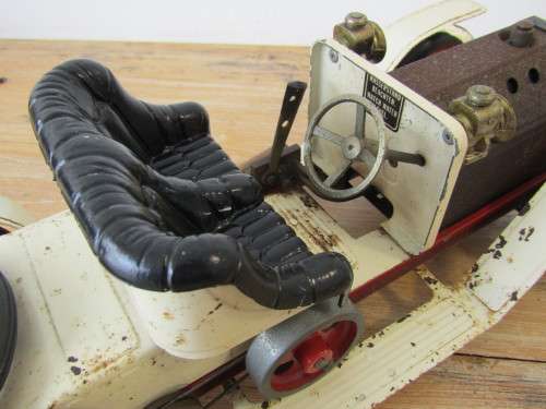 Vintage 1960's rare Mamod Steam Roadster metal toy Car in working condition, England, large 39cm