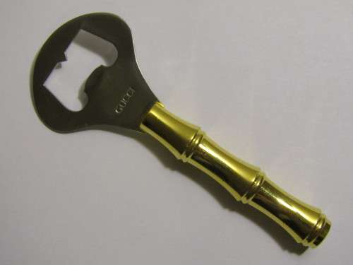 Rare Gucci bottle opener Set 1970's, 2pc Barware, brass handels, 13cm, perfect condition