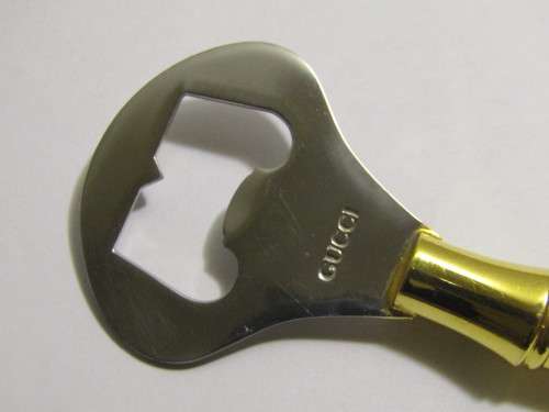 Rare Gucci bottle opener Set 1970's, 2pc Barware, brass handels, 13cm, perfect condition