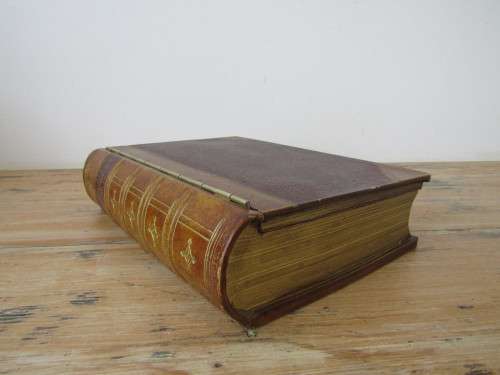 Vintage wooden container, made to look like an old book, hinged lid, 26cm x 20cm