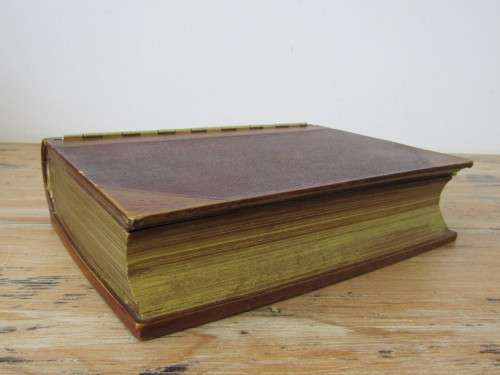 Vintage wooden container, made to look like an old book, hinged lid, 26cm x 20cm