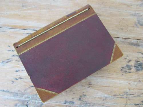 Vintage wooden container, made to look like an old book, hinged lid, 26cm x 20cm