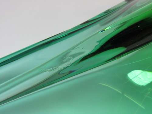 Very large and beautiful vintage Murano green Art Glass centerpiece Bowl, 65cm x 27cm x 14cm