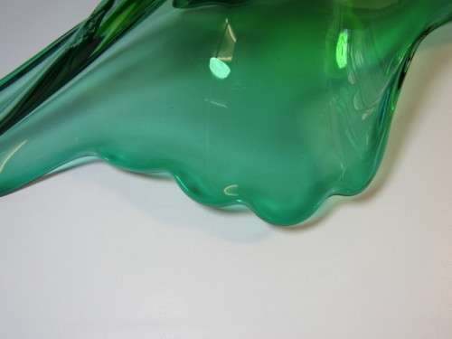 Very large and beautiful vintage Murano green Art Glass centerpiece Bowl, 65cm x 27cm x 14cm