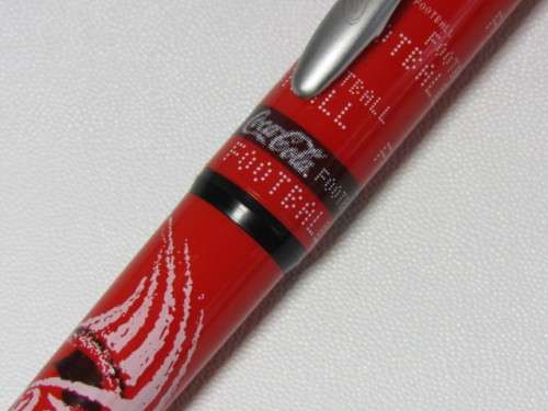 Vintage 1998 Coca Cola Stypen "Football" fountain Pen in metal case and with unused Ink Cartridge