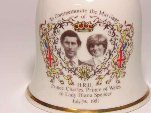 Vintage lot of 2 Royal Commemorative items; Elizabeth the 2nd 1953 Tea Duo, Charles and Diana Bell