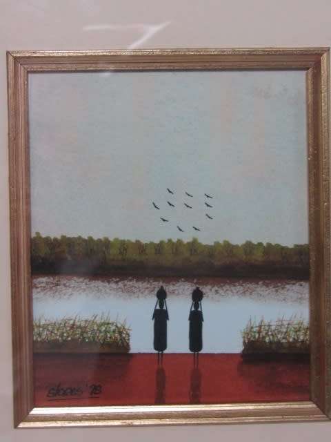 Pair of small Original Watercolour Paintings, signed Stores 1998, frame and glass, 10cm x 12cm