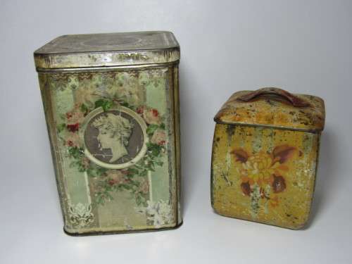 Lot of 2 very old Tins; Mazawattee tea Tin 21cm and one Other 15cm  *No Reserve auction at Port no.5