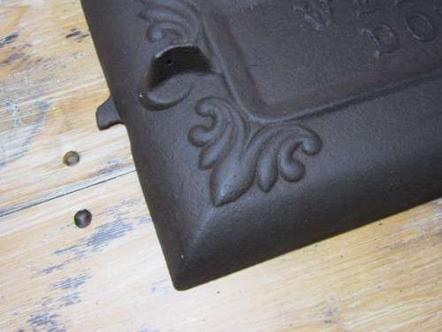 Original vintage heavy cast iron "Welcome Dover" stove Door, 47cm x 23cm, excellent condition