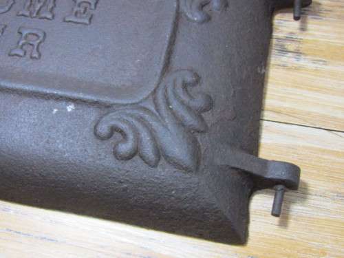 Original vintage heavy cast iron "Welcome Dover" stove Door, 47cm x 23cm, excellent condition