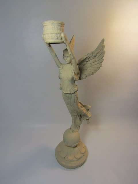 Vintage large solid Cast Iron Candle Holder, Angel wings , 3.6kg, 41cm