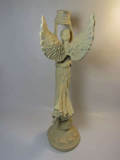 Vintage large solid Cast Iron Candle Holder, Angel wings , 3.6kg, 41cm