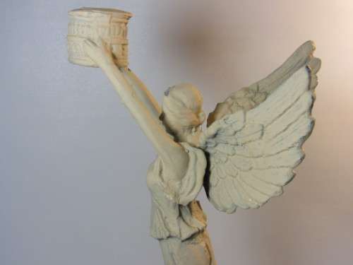 Vintage large solid Cast Iron Candle Holder, Angel wings , 3.6kg, 41cm