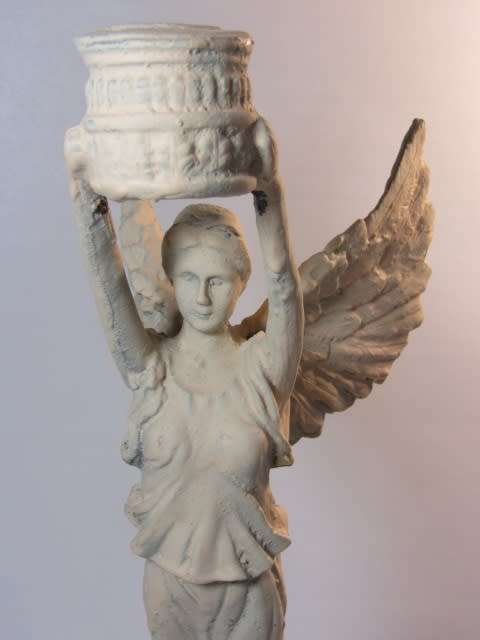 Vintage large solid Cast Iron Candle Holder, Angel wings , 3.6kg, 41cm