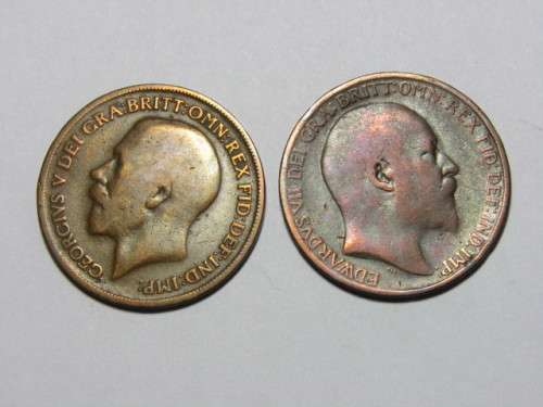 Antique lot of 2 South African Coins, 1910 One Penny and 1915 One Penny