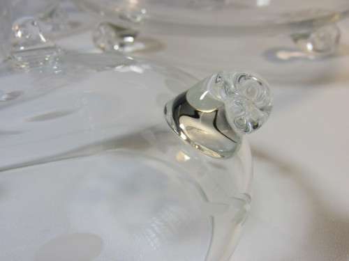 Lovely vintage 1970's Grape design 7 piece cut glass Desert Set with Large serving Bowl, excellent