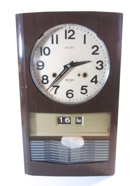 Rare vintage 1950's original Seiko mechanical 30 Day Calendar Wall Clock, complete and working