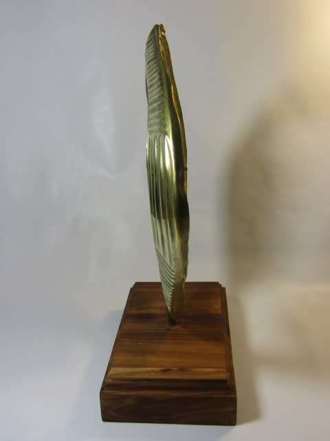 Large vintage solid brass Sculpture on a wooden base, excellent condition, 34cm high