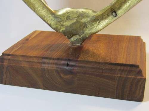 Large vintage solid brass Sculpture on a wooden base, excellent condition, 34cm high