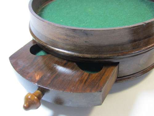 Large round wooden Container / box with Lid and Drawer, excellent condition, 19cm x 14cm, excellent