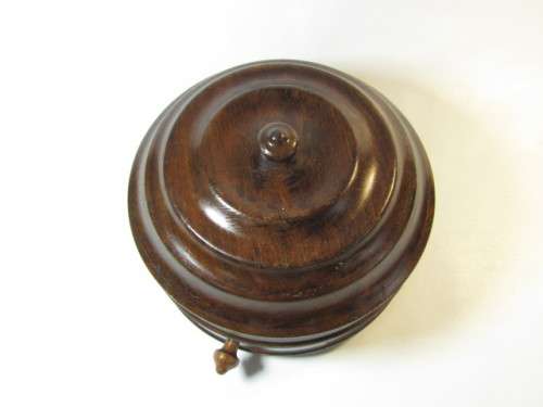 Large round wooden Container / box with Lid and Drawer, excellent condition, 19cm x 14cm, excellent