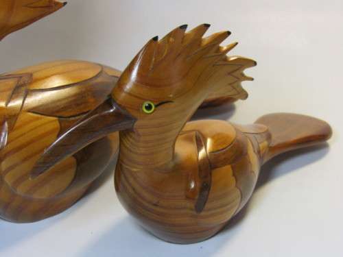 Vintage pair of collectable Knysna African Bird Carvers limited edition Birds "Hoopoe" 26cm and 38cm