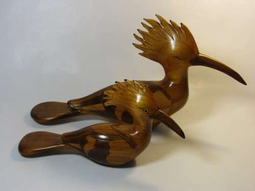 Vintage pair of collectable Knysna African Bird Carvers limited edition Birds "Hoopoe" 26cm and 38cm