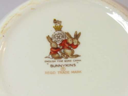 Vintage lot of 4 Royal Doulton "Bunnykins" wares, including 3 x Plates and a Cup
