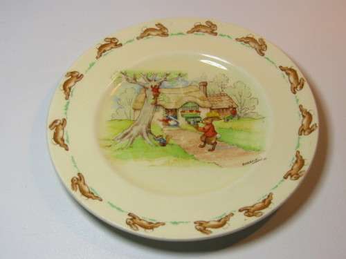 Vintage lot of 4 Royal Doulton "Bunnykins" wares, including 3 x Plates and a Cup