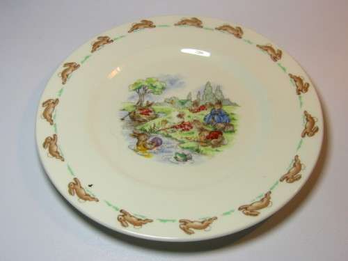 Vintage lot of 4 Royal Doulton "Bunnykins" wares, including 3 x Plates and a Cup