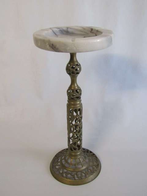 Vintage Marble floor standing Ashtray with brass Base, excellent condition, 44cm high