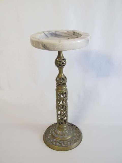 Vintage Marble floor standing Ashtray with brass Base, excellent condition, 44cm high