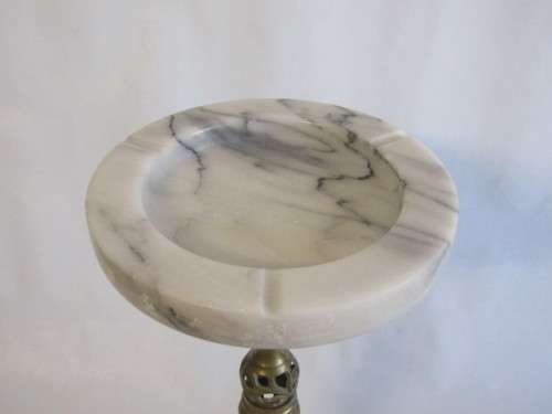 Vintage Marble floor standing Ashtray with brass Base, excellent condition, 44cm high