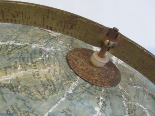 Vintage 1960's Readers Digest Great World Globe on wooden stand, raised mountains, 30cm diameter