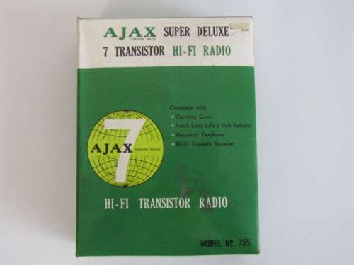 Vintage Tech - Ajax Transistor Radio in leather pouch and original box, excellent condition