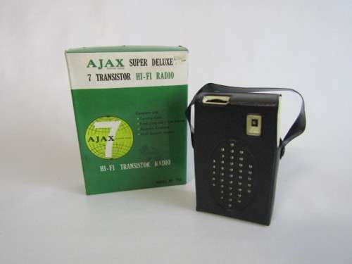 Vintage Tech - Ajax Transistor Radio in leather pouch and original box, excellent condition