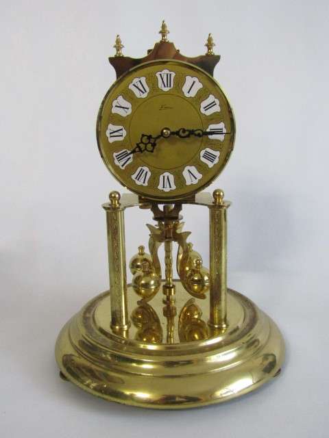 Original vintage brass Kern Germany mechanical Anniversary Mantle Clock with glass Dome, 30cm high