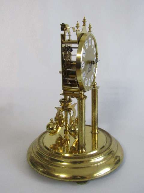 Original vintage brass Kern Germany mechanical Anniversary Mantle Clock with glass Dome, 30cm high