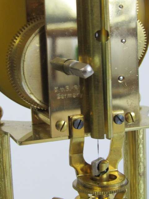 Original vintage brass Kern Germany mechanical Anniversary Mantle Clock with glass Dome, 30cm high