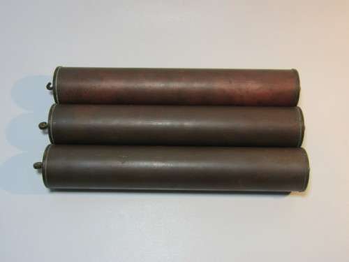 Vintage set of 3 original coper and brass Clock Weights, 23cm long and 2kg each (6kg)