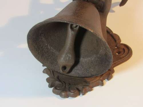 Large vintage solid Cast Iron Door Bell or Gong in the shape of a Dear, 26cm, excellent condition