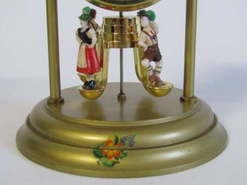 Vintage Contessa Dome Mantle Clock, West Germany, mechanical, Dancing German Figures, 15cm high