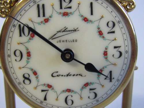 Vintage Contessa Dome Mantle Clock, West Germany, mechanical, Dancing German Figures, 15cm high