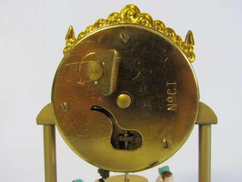 Vintage Contessa Dome Mantle Clock, West Germany, mechanical, Dancing German Figures, 15cm high