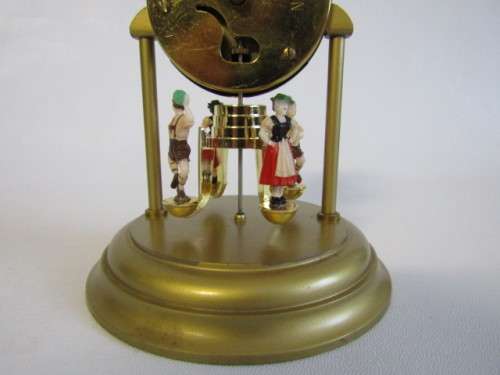 Vintage Contessa Dome Mantle Clock, West Germany, mechanical, Dancing German Figures, 15cm high