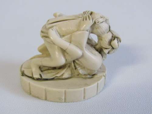 Lot of 4 hand carved vintage Japanese Erotic Netsuke Figurines, 7cm x 4cm, Adults Only