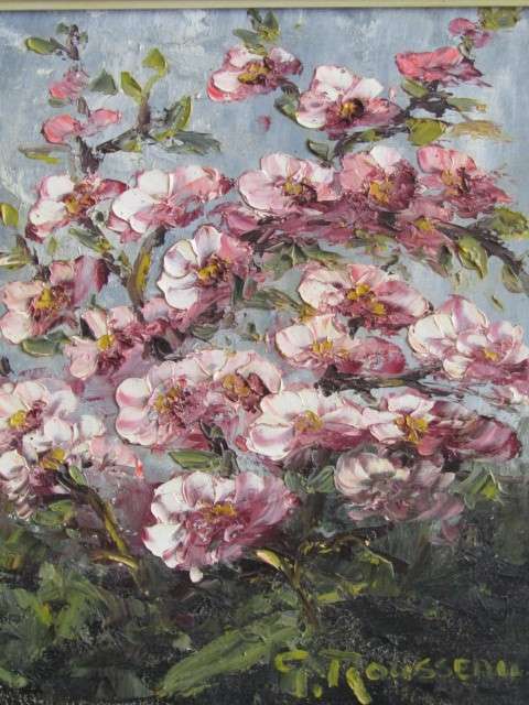 Gideon Rousseau signed Oil on Board with COA, beautifully Framed, 37cm x 42cm, Blossoms