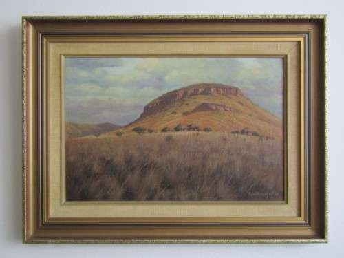 Original Gert Pietersen Oil on Board, Landscape African Huts, dated '72, 61cm x 46cm