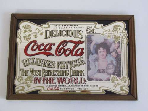 Vintage Coca Cola Mirror in excellent condition, 33cm x 23cm, framed