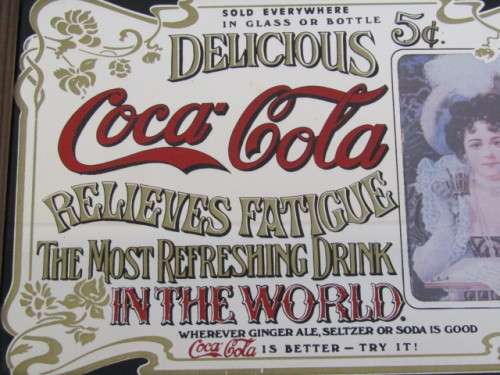 Vintage Coca Cola Mirror in excellent condition, 33cm x 23cm, framed